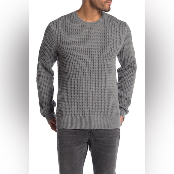 All Saints Other - All Saints Men's Textured Gray Crewneck Sweater Small